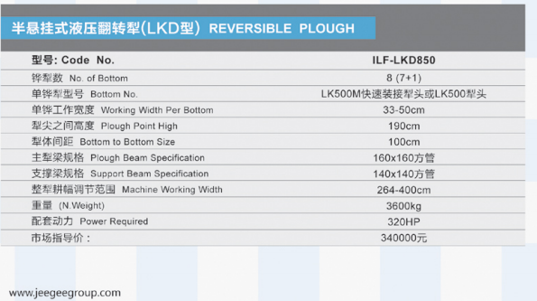 金秆子1LF-LKD850半悬挂式液压翻转犁（LKD type）
